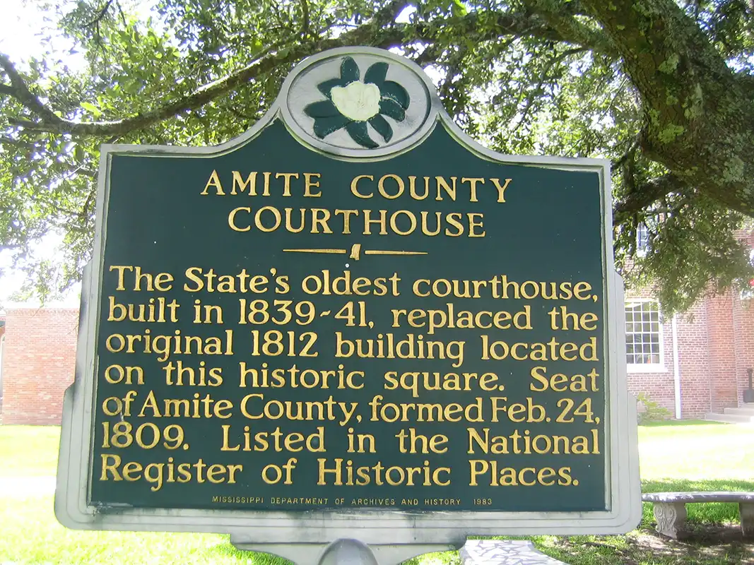 This marker is on the Amite County Courthouse lawn in Liberty.