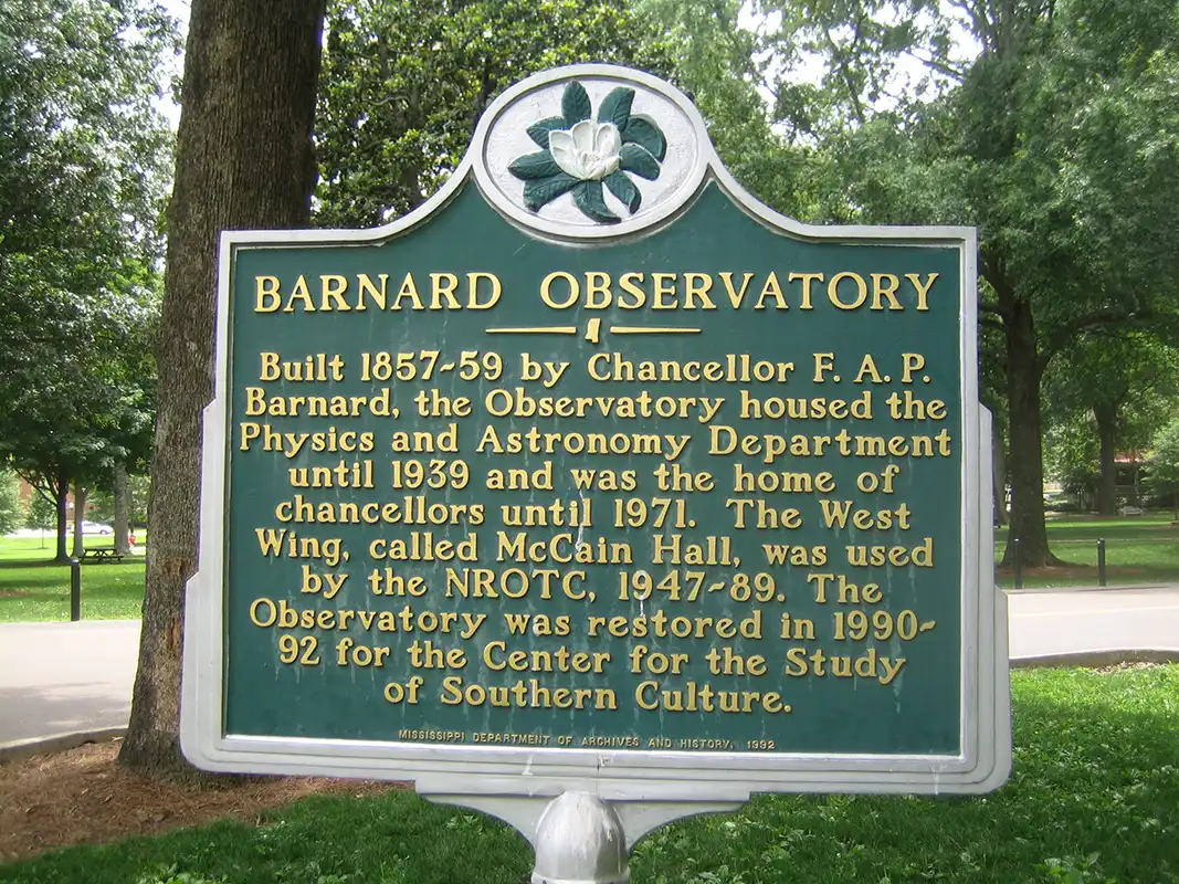 The Barnard Observatory never had a telescope, thanks to the Civil War. It is the third oldest building on campus.