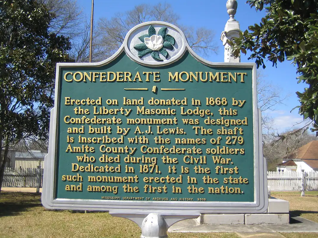 This Confederate Monument is on N. Church Street, about a half block off Main Street in Liberty.