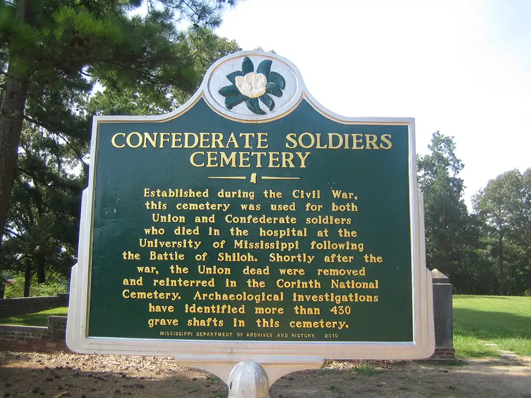 The Confederate Soldiers Cemetery is behind Tad Smith Coliseum.