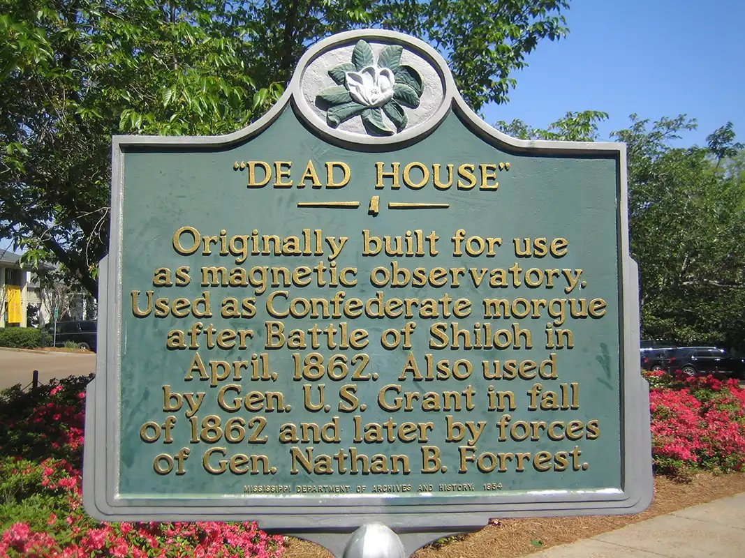 This marker for Dead House is across the street from the Center for the Study of Southern Culture.