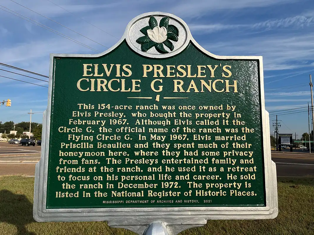 Elvis Presley’s Circle G Ranch sits on the corner of Highway 301 and Goodman Road (Highway 302) in Horn Lake.