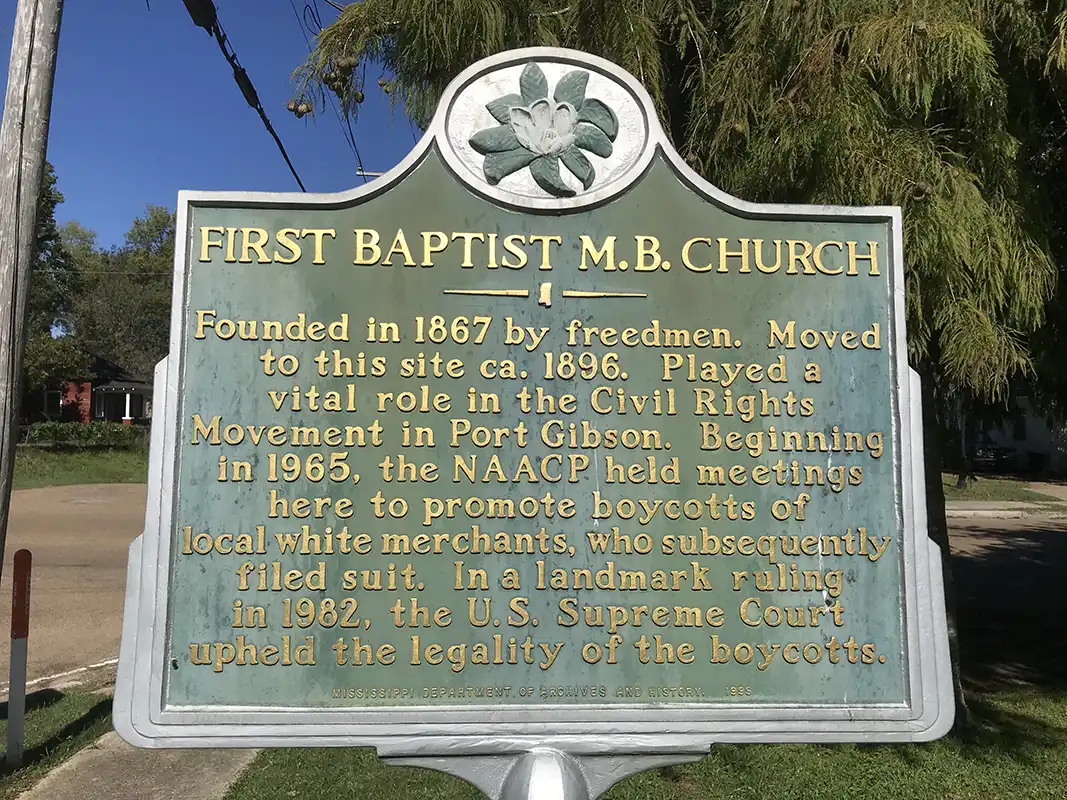 First Baptist M.B. Church is at 501 Farmer Street in Port Gibson.