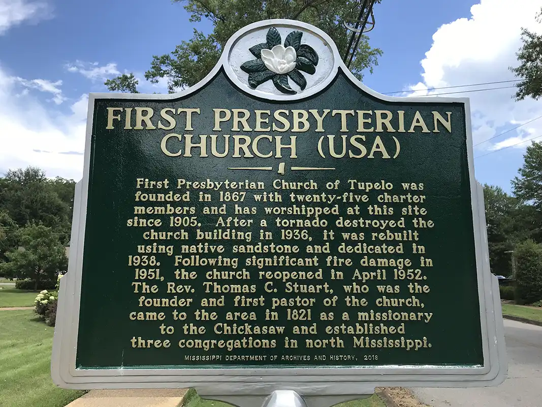 First Presbyterian Church of Tupelo is at 400 W. Jefferson Street.
