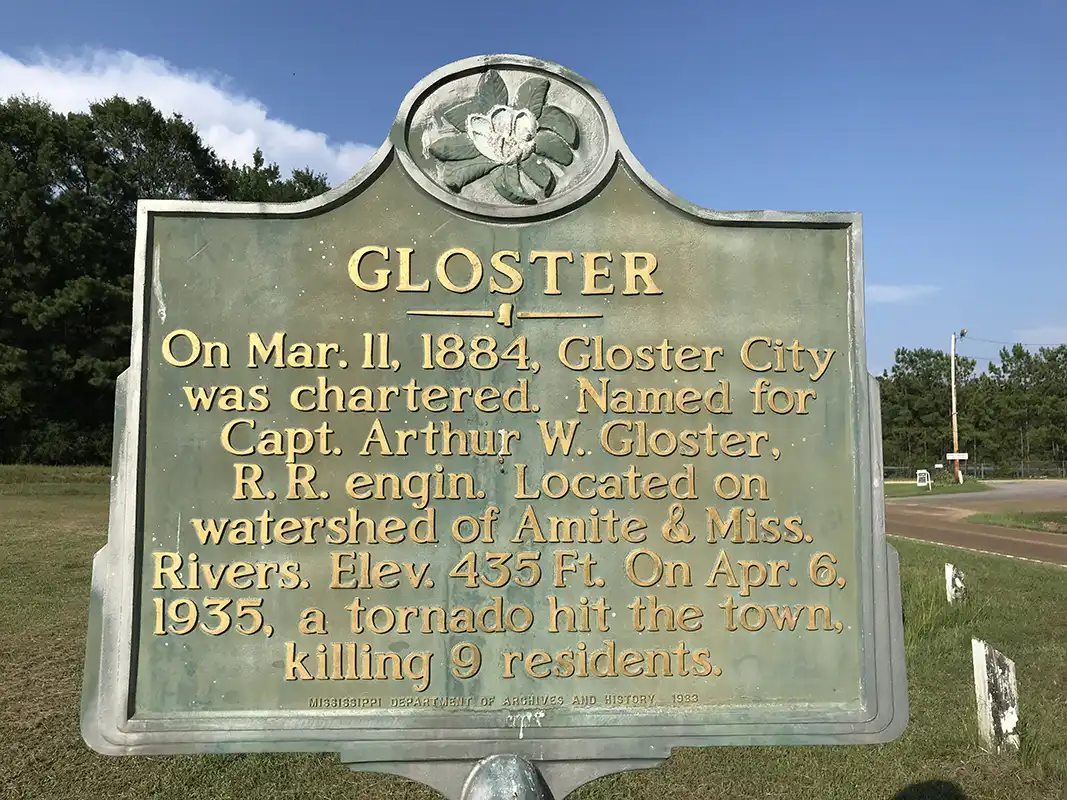 This marker is on Highway 24 in Gloster.