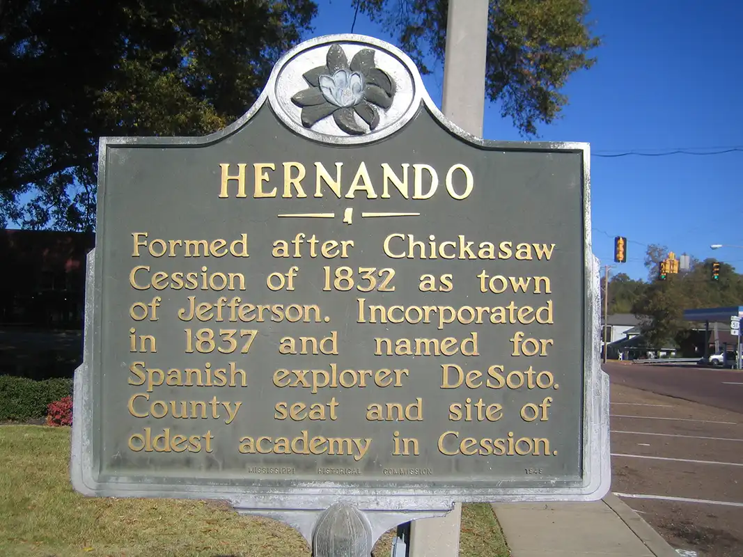 This marker is in Hernando at the DeSoto County Courthouse.