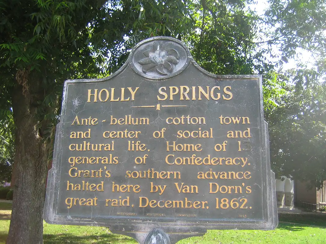 This marker is on the courthouse grounds in Holly Springs.