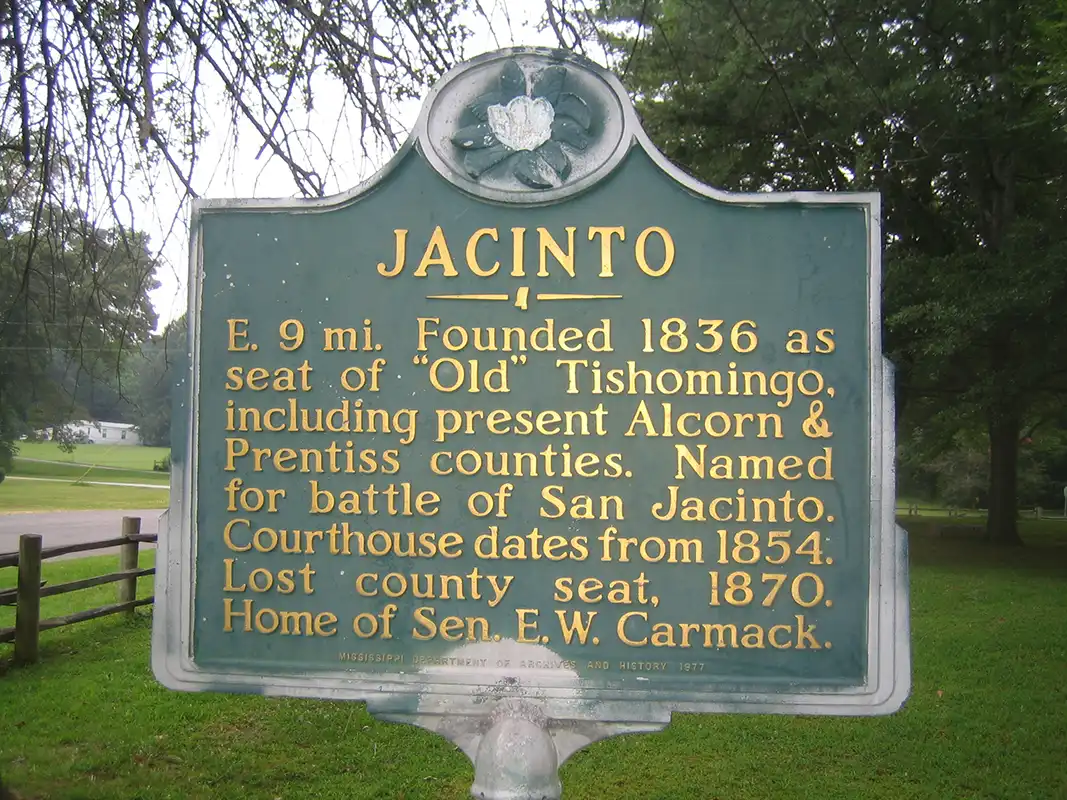 The Jacinto Courthouse is on Hwy 356 in southern Alcorn County.
