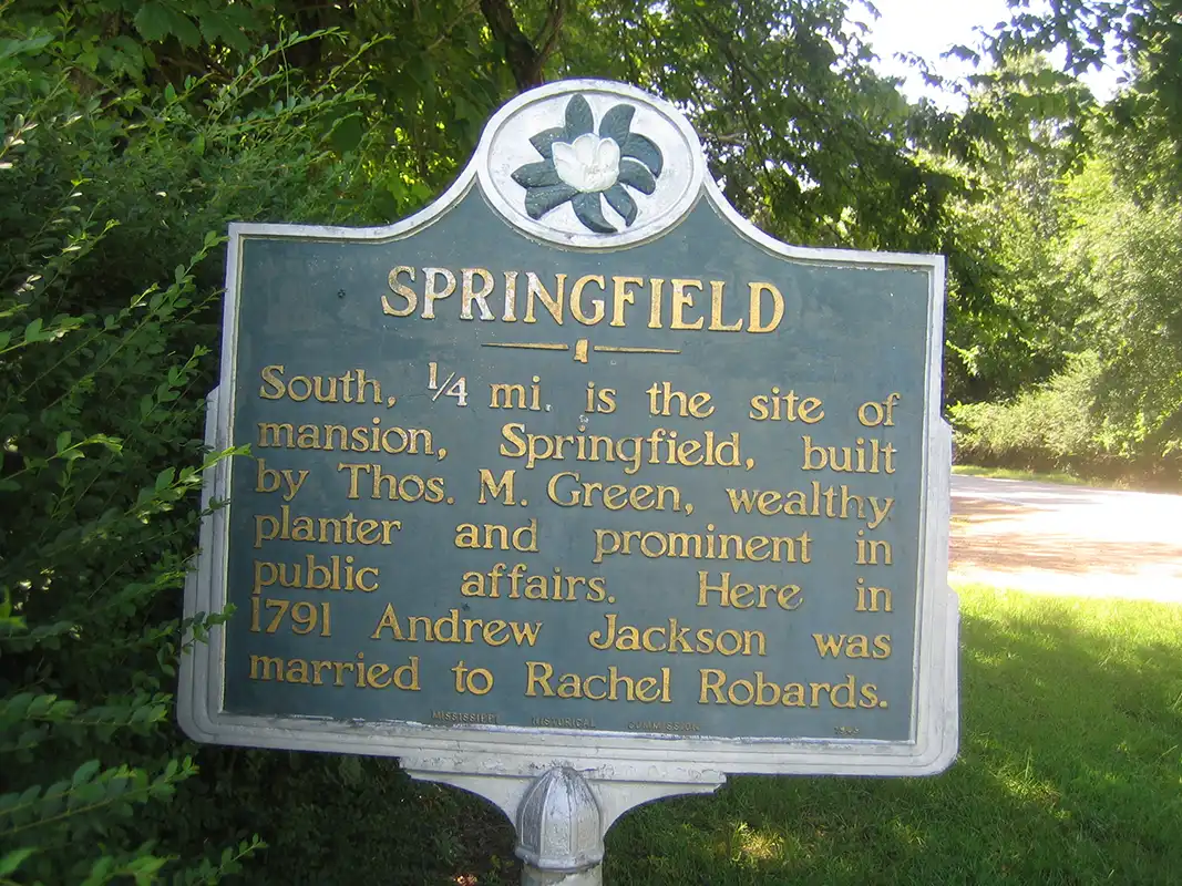 This marker is on Highway 553 about 9 miles west of Highway 61. This house was actually built around 1807, so the history on this early marker is inaccurate.