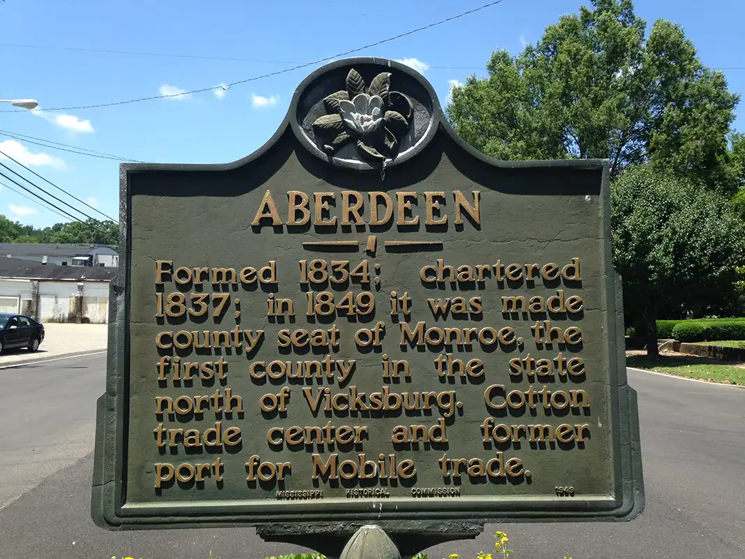 This marker is in the median on Commerce St. at the intersection with Franklin Street in Aberdeen.