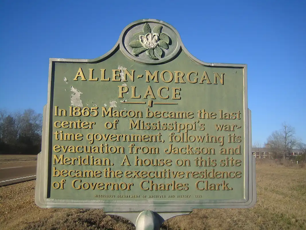 The Allen-Morgan Place is just south of the 4-way stop on Highway 45N in Macon.