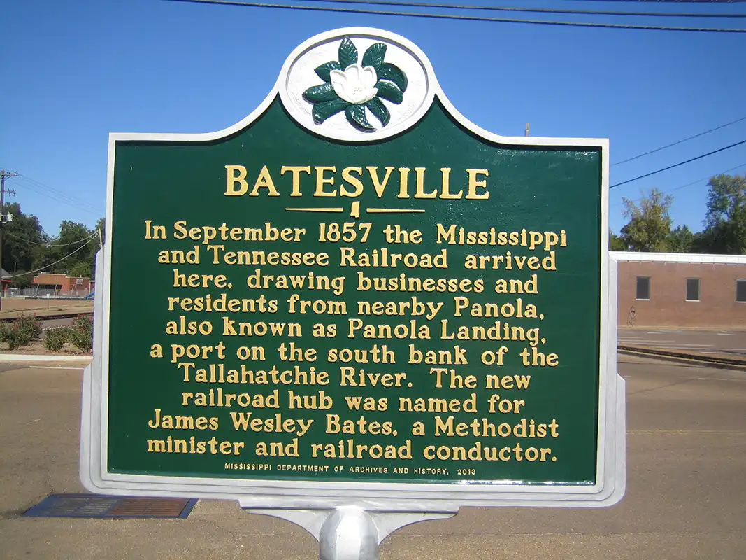 The Batesville marker is on the east side of the square in downtown Batesville.