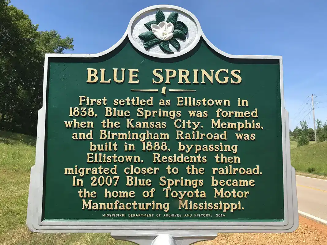 This marker is on Highway 9 north (off Hwy 78), not far from the Toyota plant at Blue Springs.