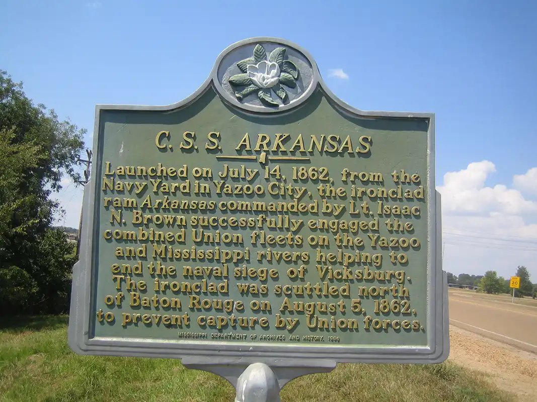 This marker for C.S.S. Arkansas is at the junction of Hwy 149 and Hwy 3.