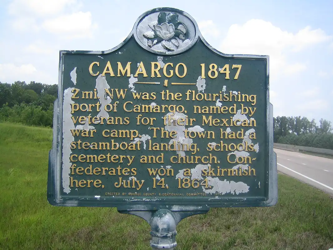 This marker is at the intersection of Camargo Road and Hwy 45 south of Nettleton.