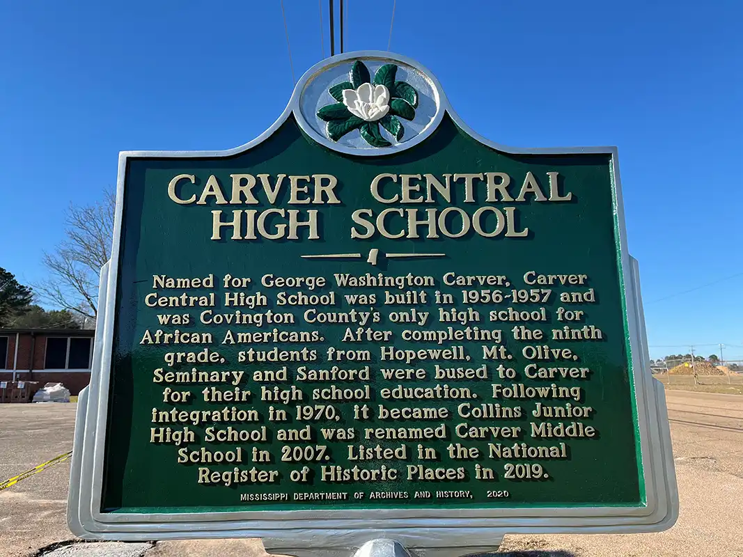Carver Central High School is now Carver Middle School at 200 Carver Dr. in Collins.