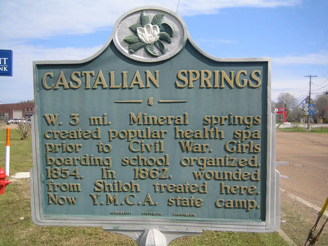 The Castalian Springs marker is in Durant near the corner of Highway 12E and Highway 51.