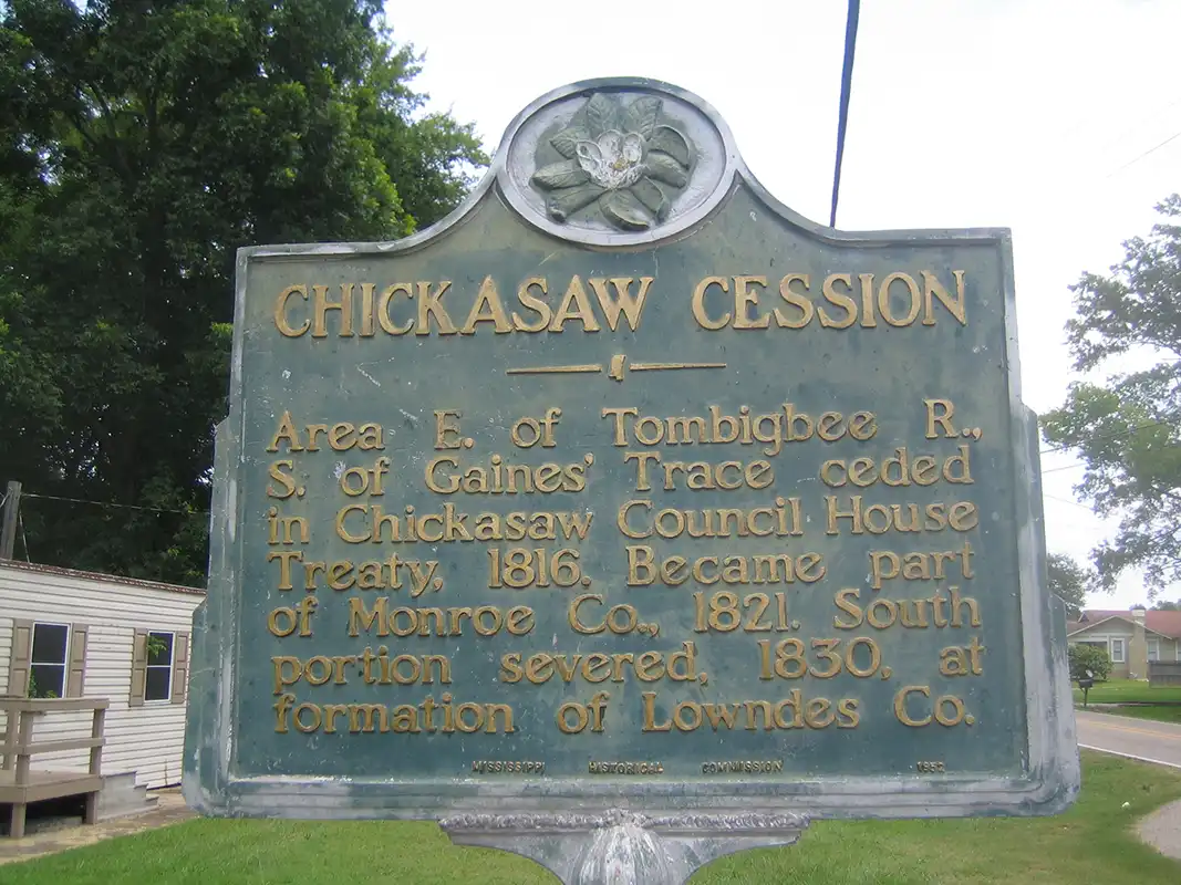 This marker for Chickasaw Cession is north of Amory on Highway 25.