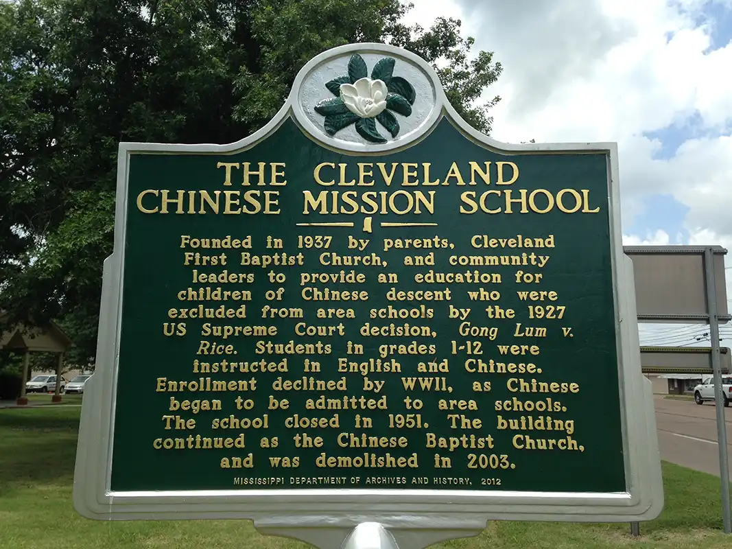 The Cleveland Chinese Mission School marker is at E. Sunflower Road (Highway 8) between MLK Dr. and Jones Avenue.