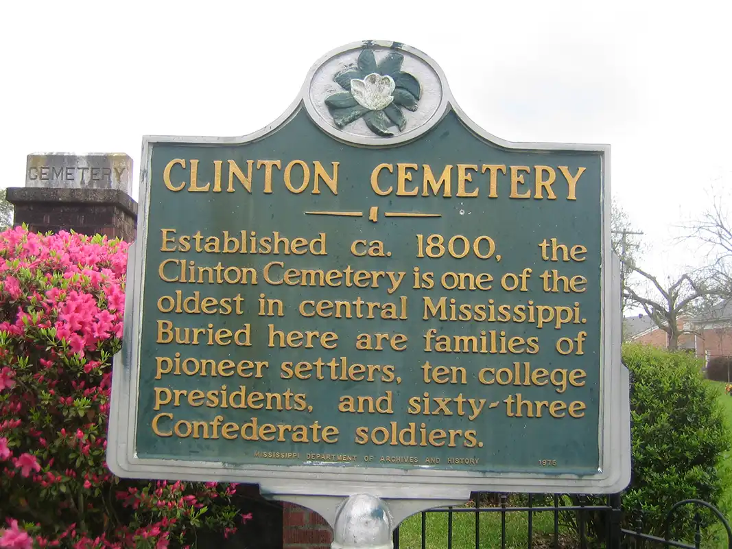 Clinton Cemetery is on East College Street 0.2 miles west of Fairmont Street in Clinton.