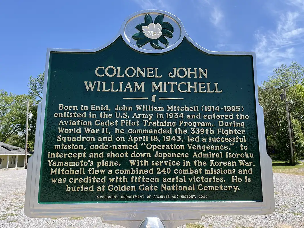 The Colonel John William Mitchell marker is at 11 Jackson Avenue in Enid (in front of the fire department)>