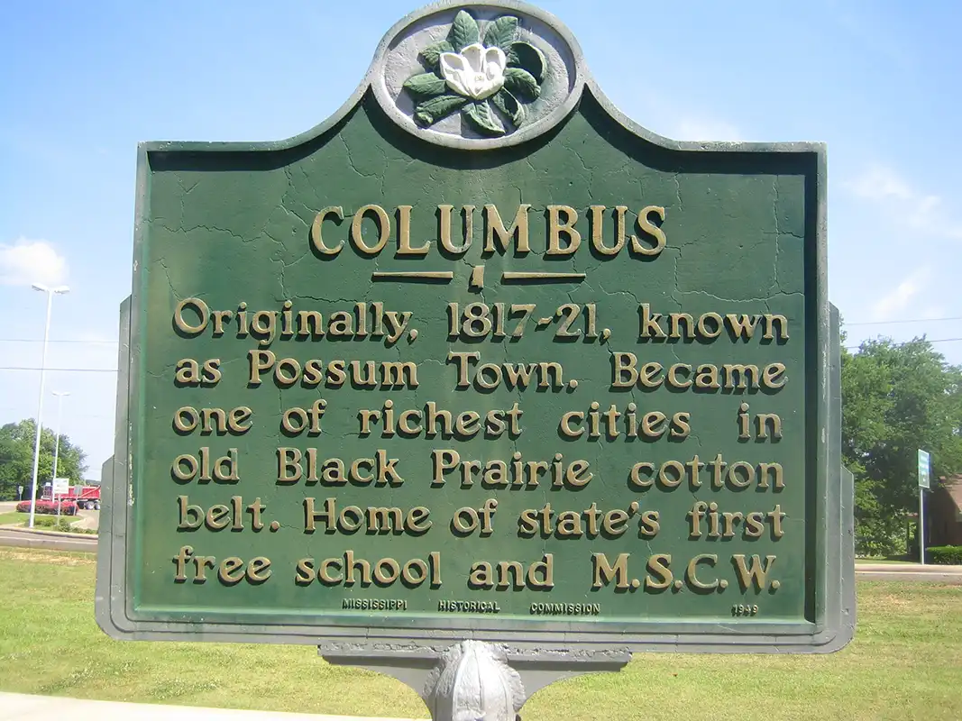 The Columbus marker is in a park by the river just down from Harvey's Restaurant.