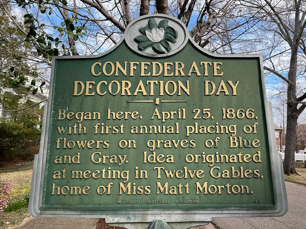 This marker for Confederate Decoration Day is on 3rd Street South near 3rd Avenue South in Columbus.