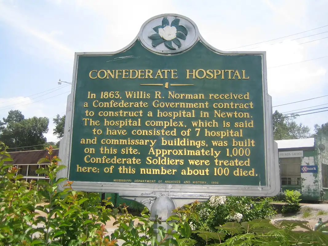 The Confederate Hospital marker is in Newton, not far from Newton Station.
