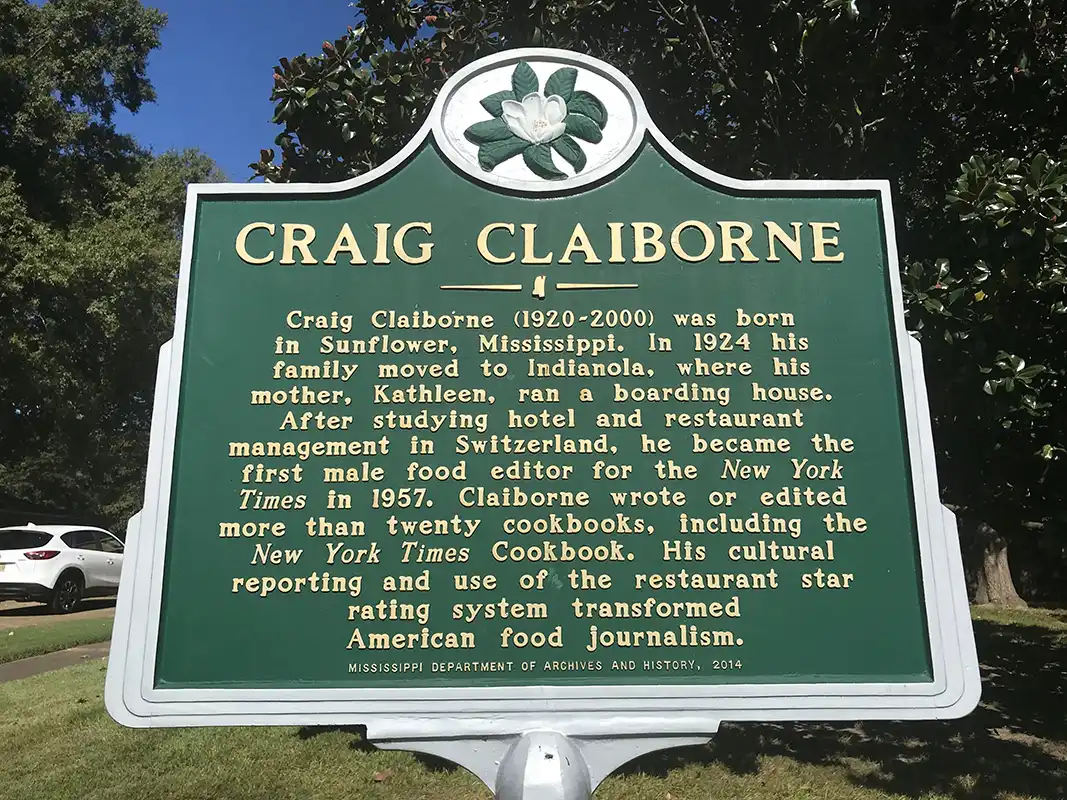 The Craig Claiborne marker is at 208 West Percy Street in Indianola (near downtown).