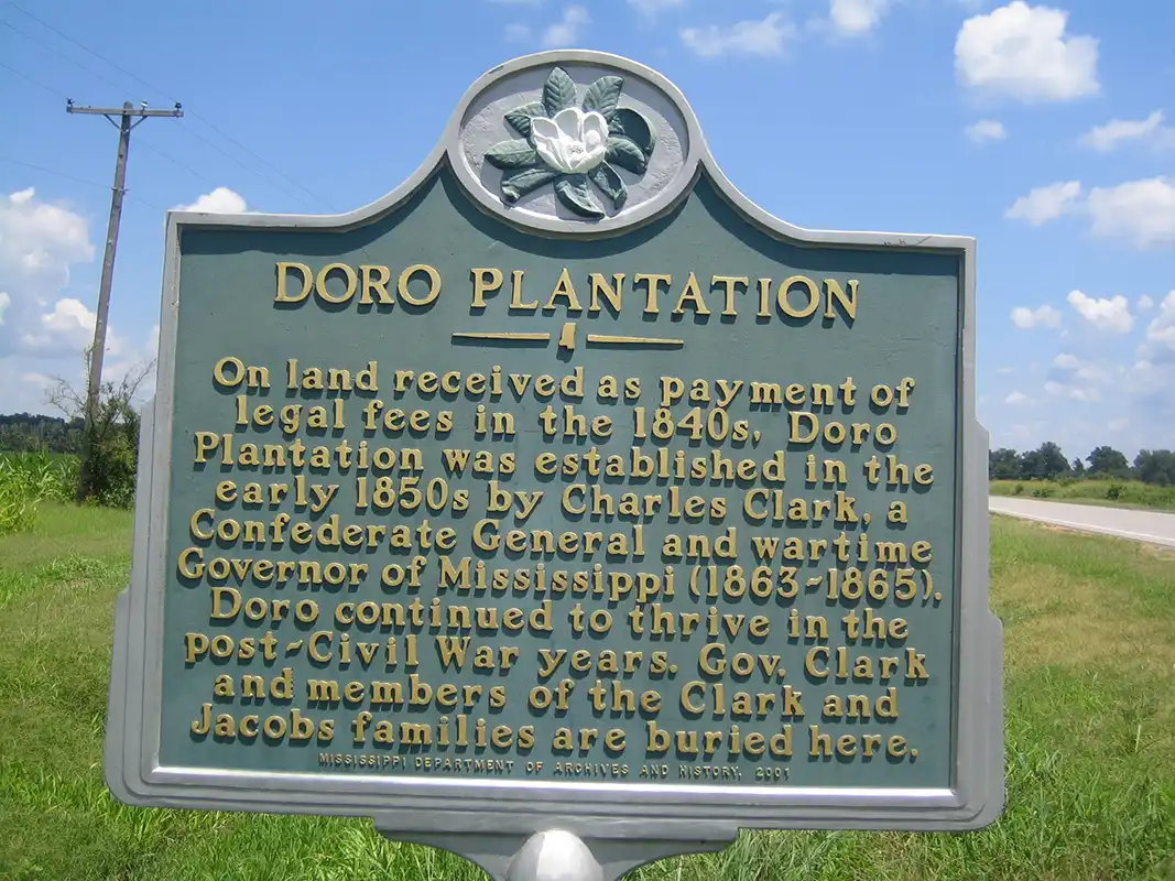 The Doro Plantation marker is on the west side of Highway 1, 1 mile south of Beulah.