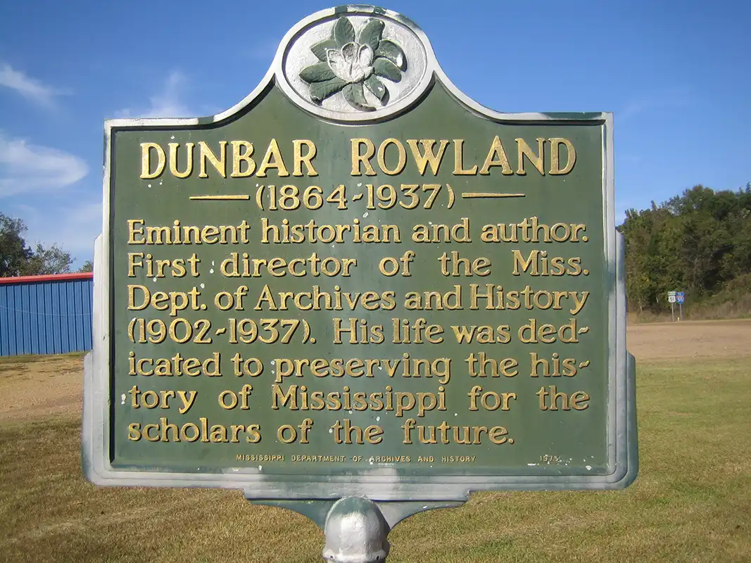 The Dunbar Rowland (1864-1937) marker is located in Oakland at the corner of Hickory and Highway 51.