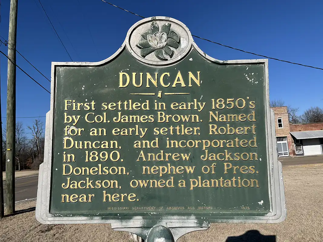 The Duncan marker is in Duncan at the intersection of Highway 444 and old Highway 61.