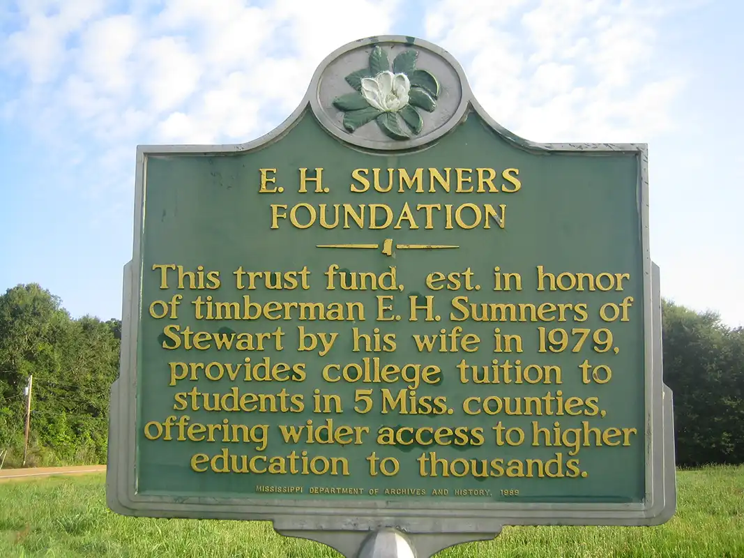 The E. H. Sumners Foundation marker is in Stewart on Highway 82 (north side).