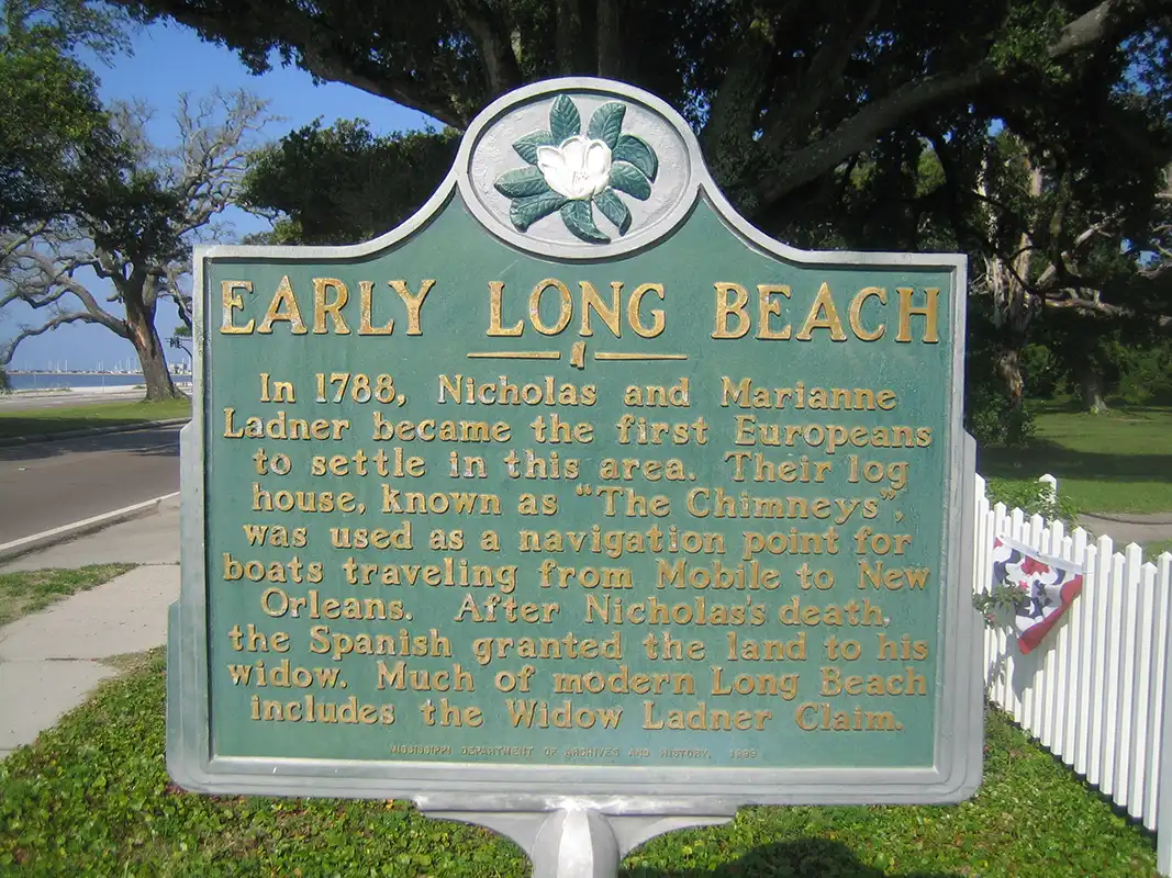 This marker for Early Long Beach is on the north side of Highway 90.