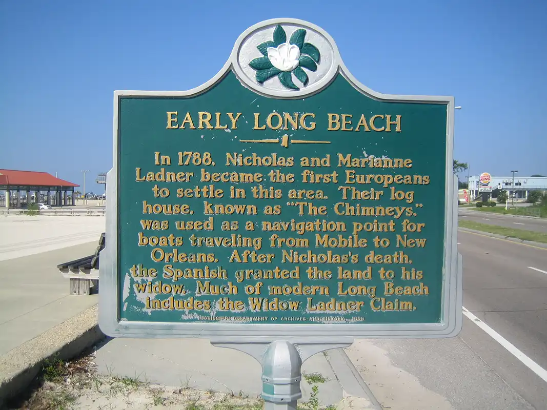 This marker for Early Long Beach is on the south side of Highway 90.