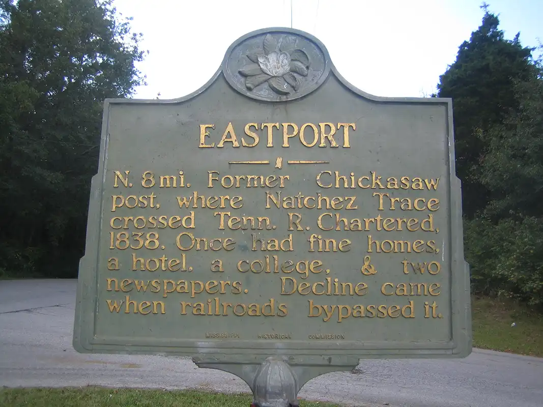 This marker is on the road leading out of Iuka to Eastport, at the corner of Eastport Road and E. Eastport Street.