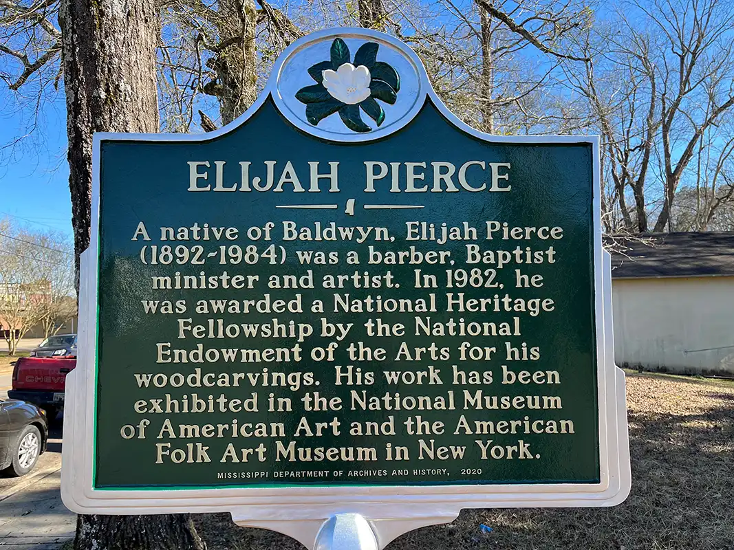 Elijah Pierce is at the corner of Water St. and S. Third St. in Baldwyn.