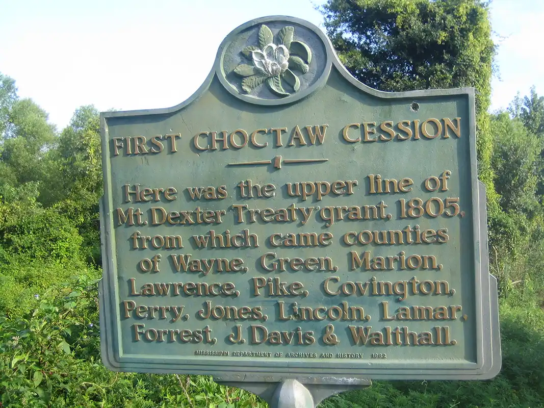 This marker, First Choctaw Session, is on Highway 27 at the Copiah-Lawrence county line.