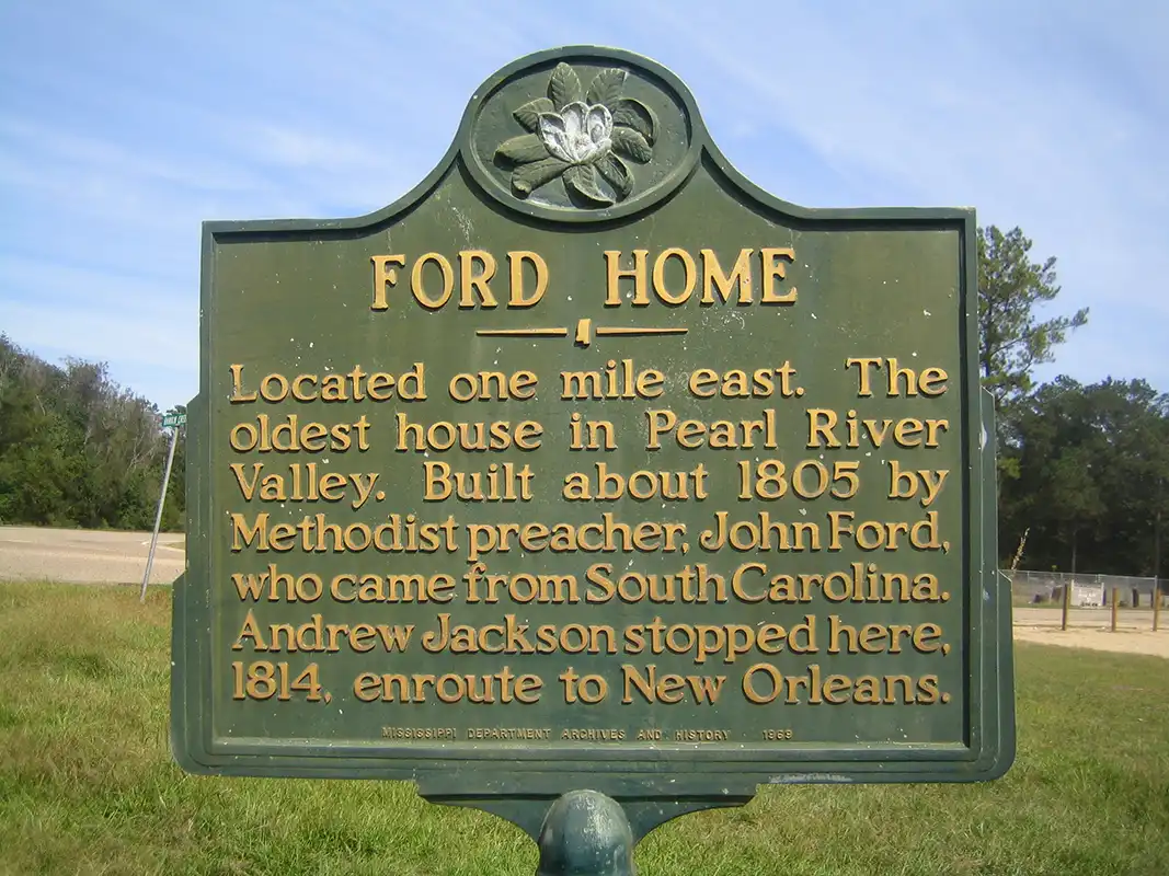 This marker, Ford Home, is on Highway 35 at the intersection with Rankin Creek Road, just north north of the Louisiana border.
