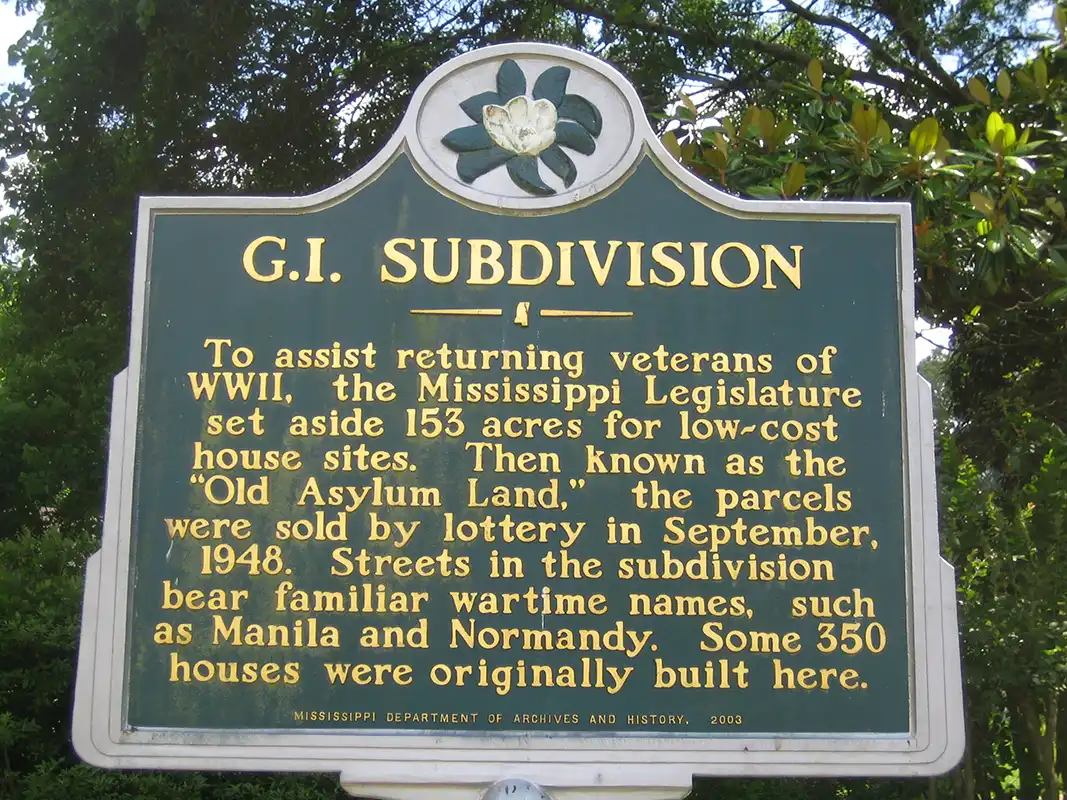 This marker for G.I. Subdivision is on the corner of Robinhood and N. State Street.