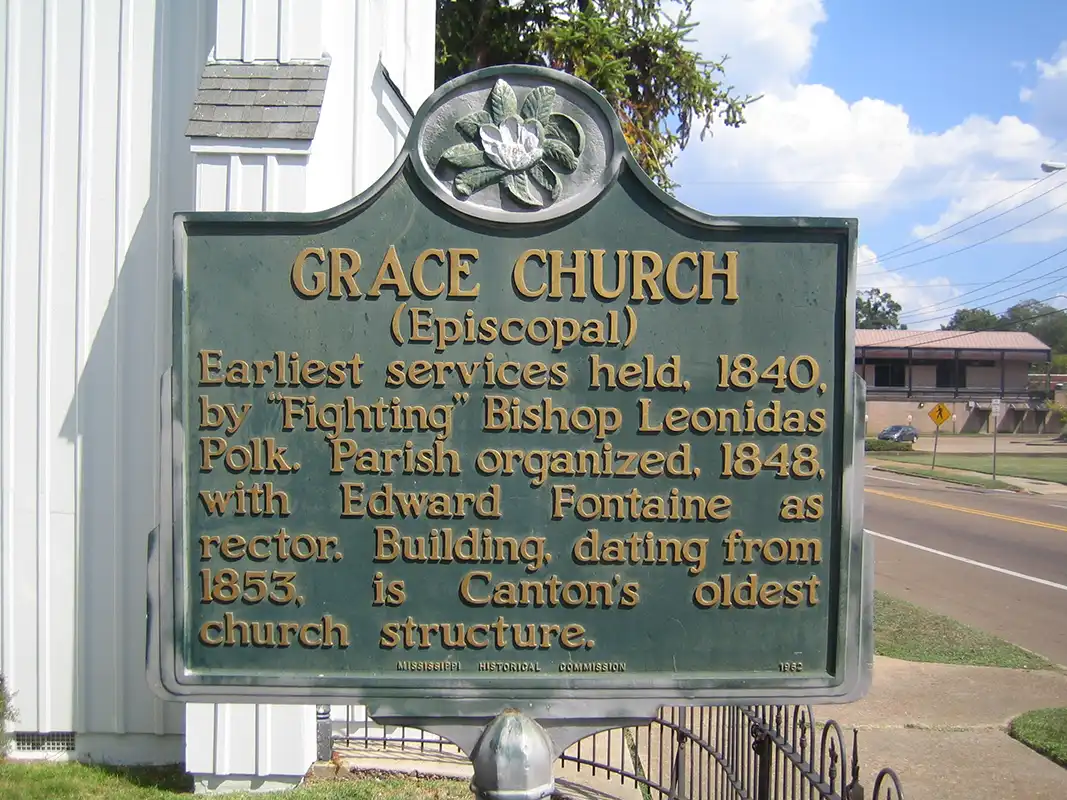 Grace Church is east of the square in downtown Canton on Hwy 16 at E. Peace Street.