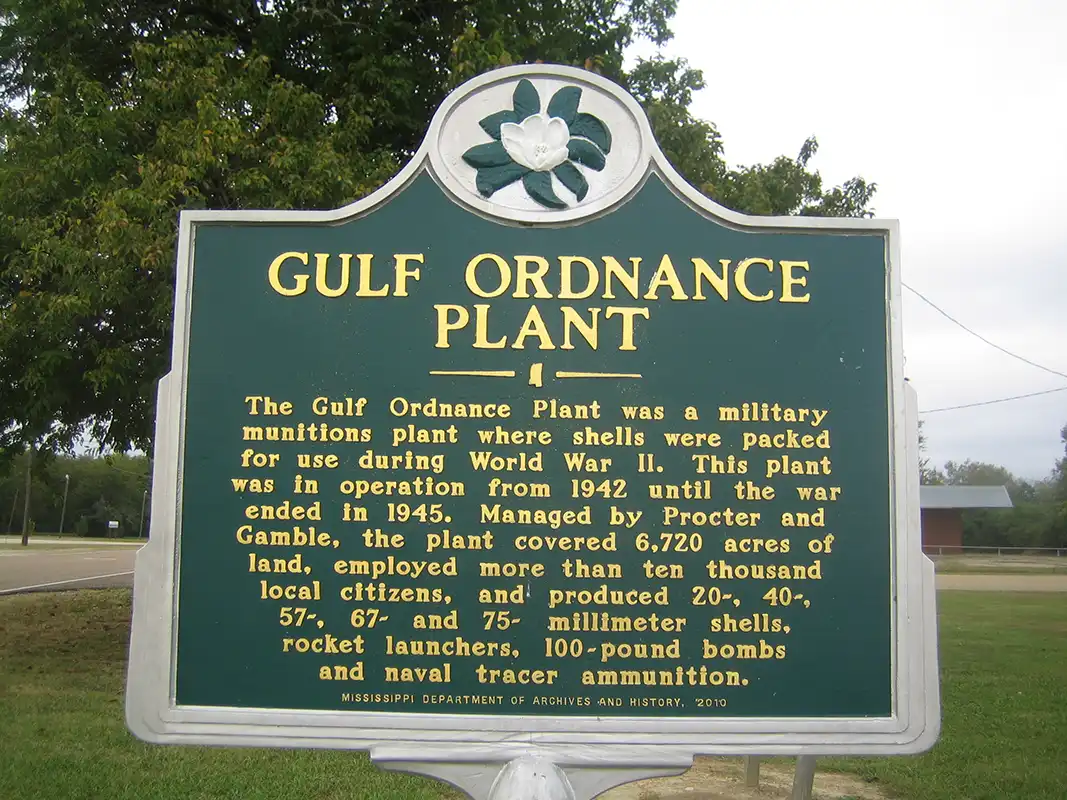 This marker for the Gulf Ordnance Plant is at 10203 Highway 382 in Prairie.