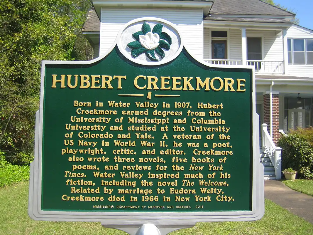 The Hubert Creekmore marker is at 114 Panola Street in Water Valley.