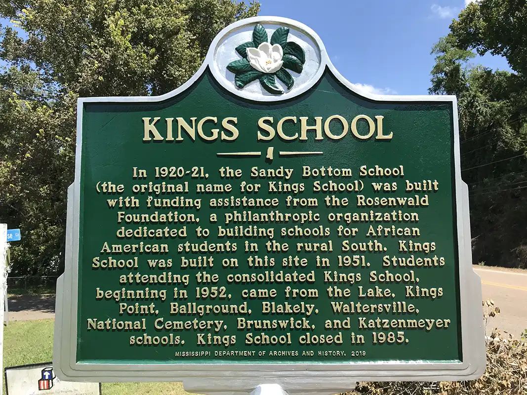 Kings School is at the corner of N. Washington Street and R.L. Chase Circle in Vicksburg.