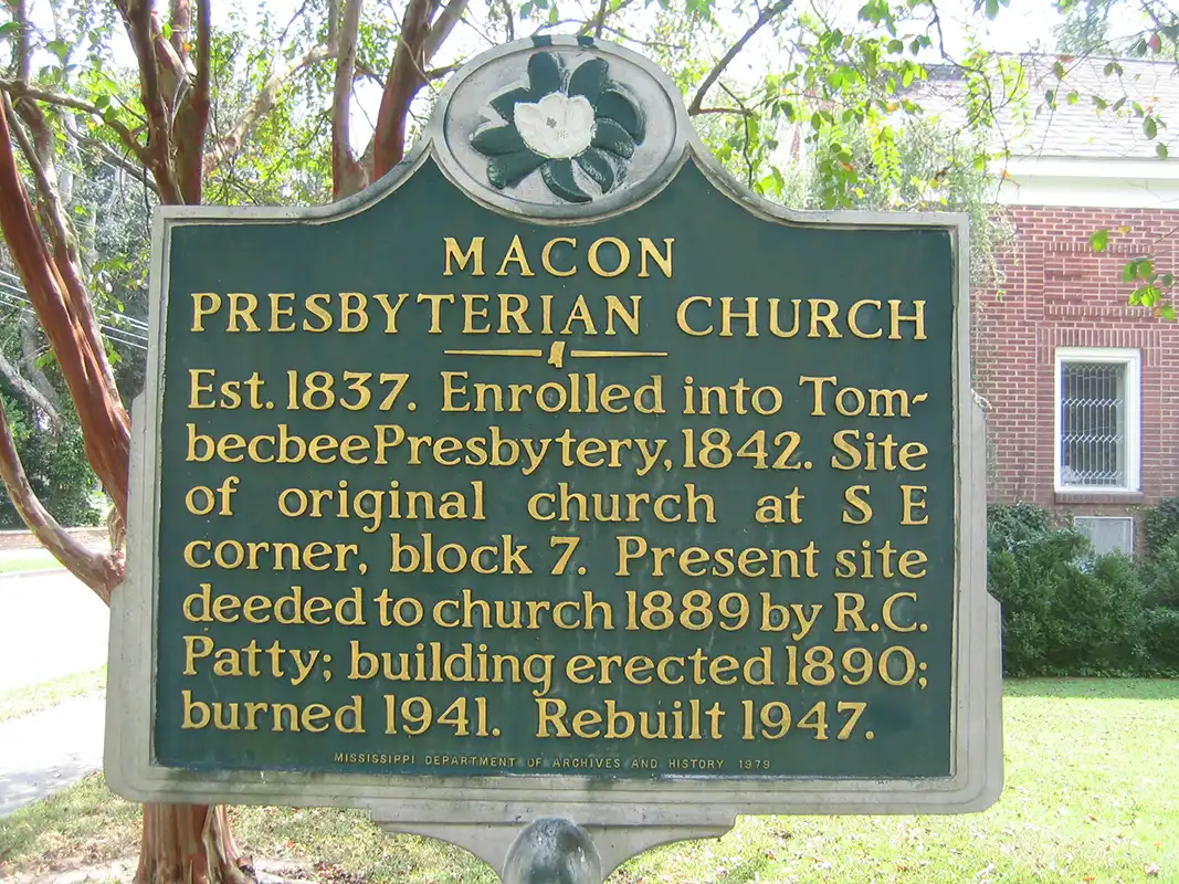 Macon Presbyterian Church is on the corner of Wayne Street and Eight Street in Macon.