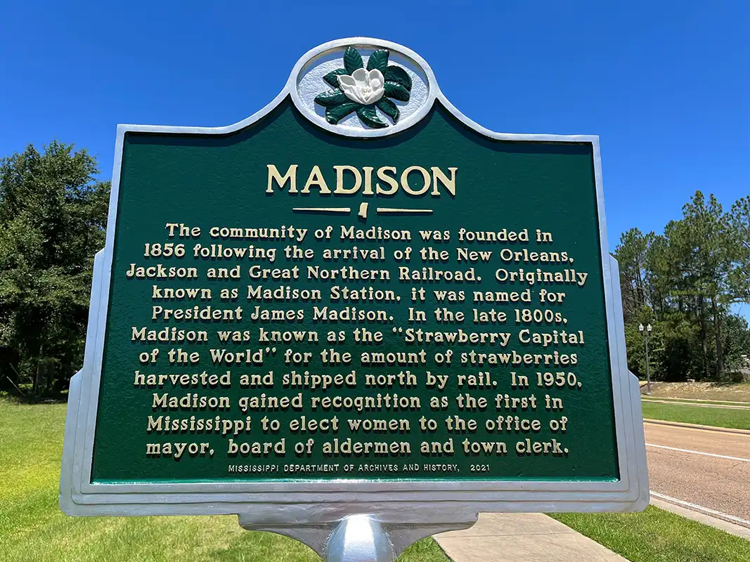 The Madison marker is at the intersection of Main Street and Madison Parkway.