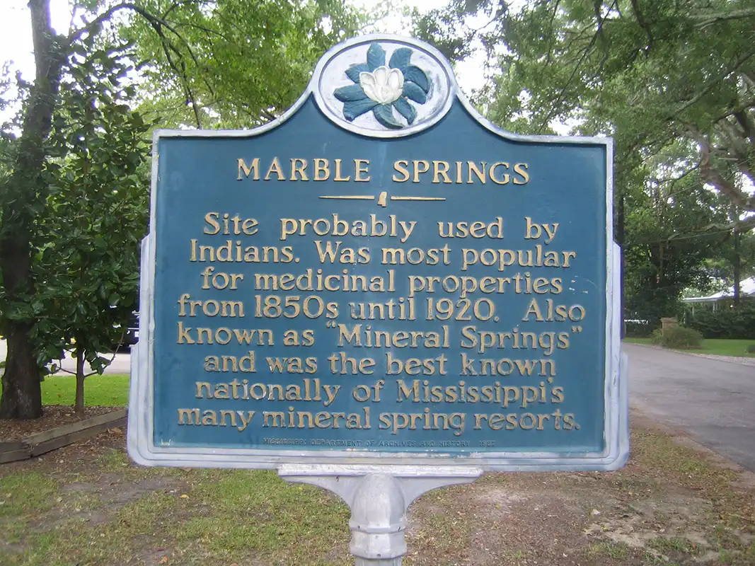 Marble Springs marker is at Iberville Landing Dr. in Ocean Springs.