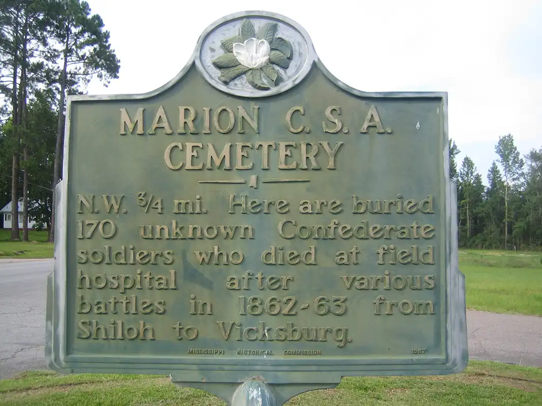 This marker for Marion C.S.A. Cemetery is in the town of Marion.