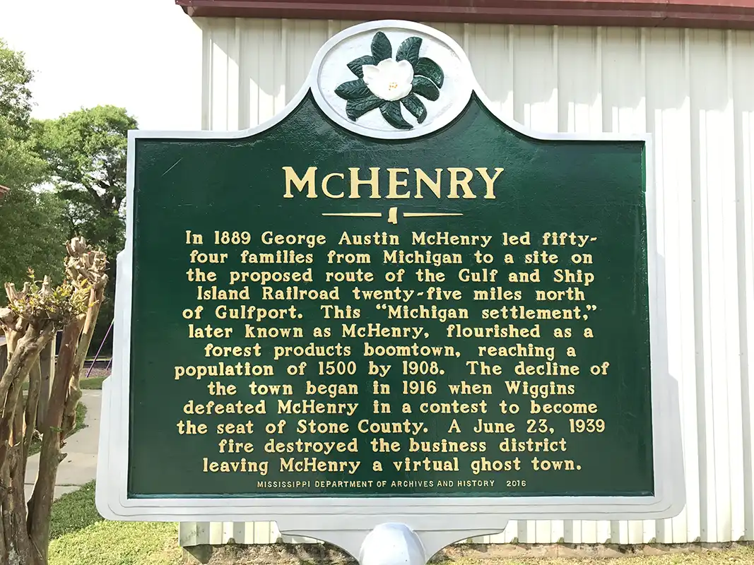 The McHenry marker is at the McHenry Library behind McHenry First Baptist Church. Address is 25 McHenry School Road.