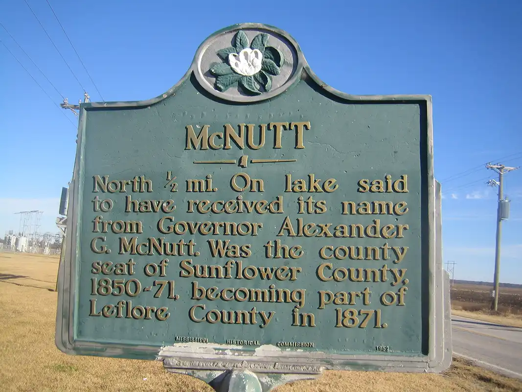 The McNutt marker is about 3 miles west of Schlater (pronounced Slaughter) on Highway 442 (north of Greenwood).